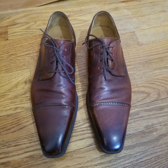 Magnanni Carlito Cap Toe Derby Lace Up Dress Shoes in Cognac 12M Brouge … main image 6